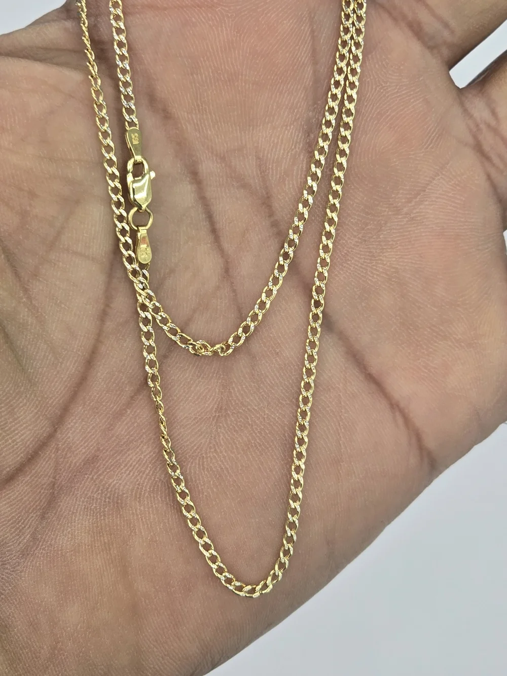 10k Real Gold Cuban Diamond Cut Chain 1.9 Mm 16 Inches